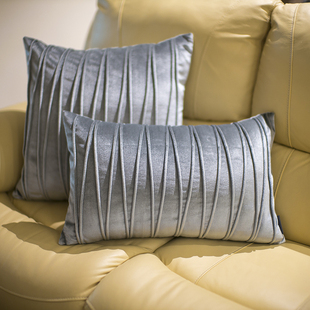 抱枕沙发客厅蓝色靠枕北欧风格样板间靠包绒布长方形腰枕套不含芯