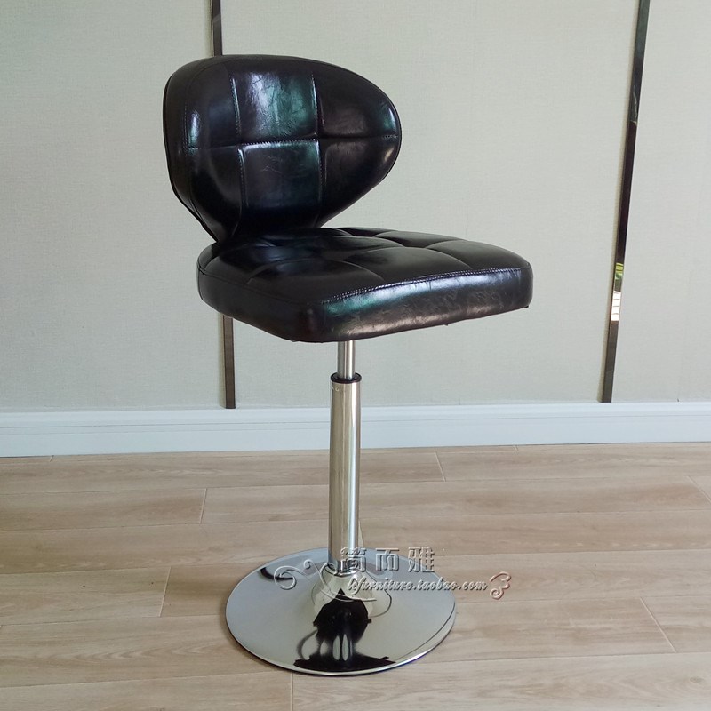 时尚复古黑色吧椅前台休闲高脚椅金属铁艺酒吧凳舒适靠背升降椅子