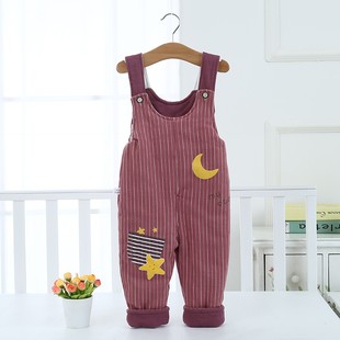 子1到2 加夹棉纯棉男女宝宝单件棉裤 3岁儿童外穿 秋冬季 婴儿背带裤