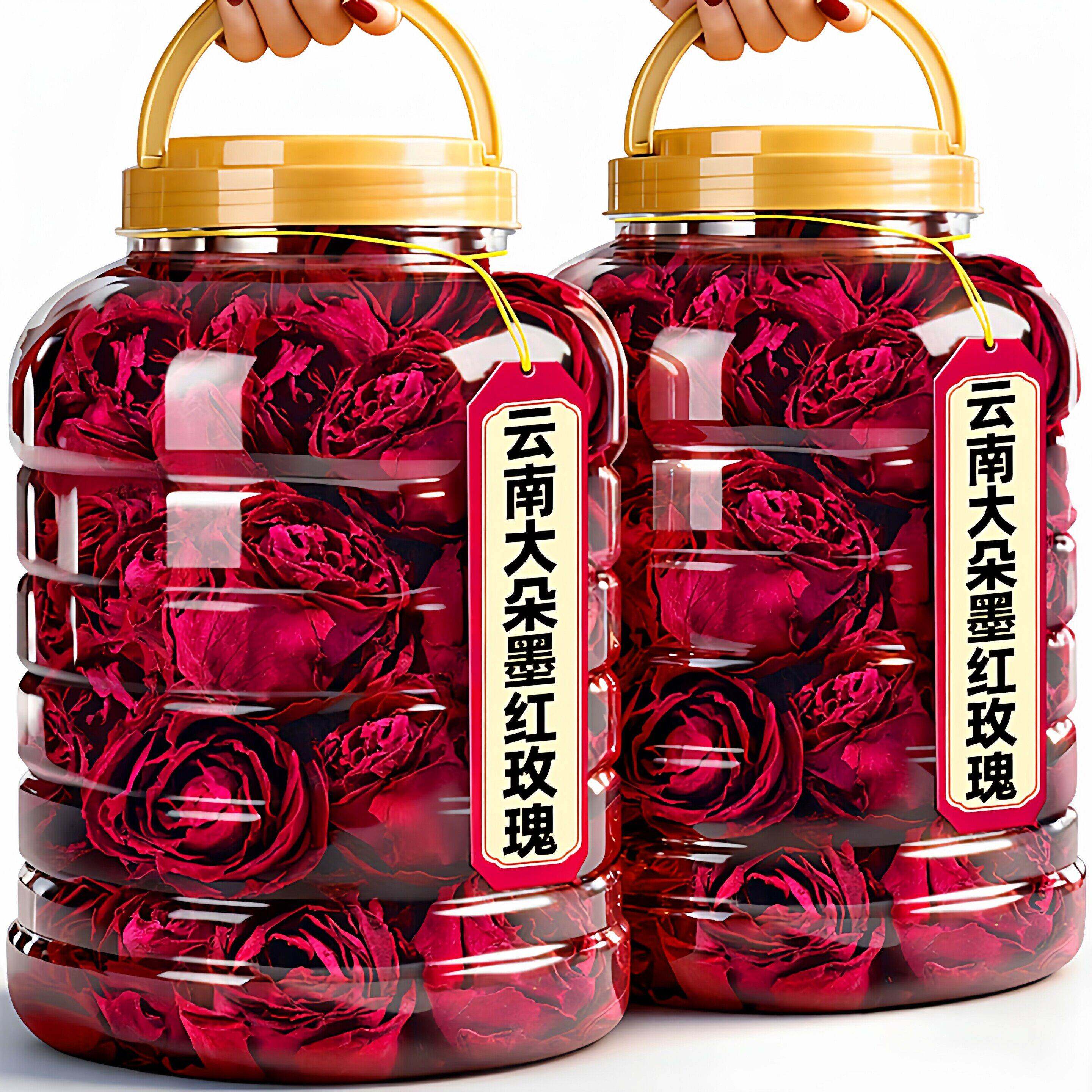 云南墨红玫瑰花茶官方旗舰冻干新鲜花瓣纯露无硫可食用级大朵特干