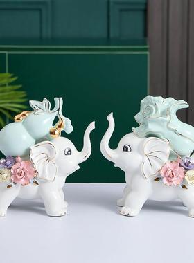 意陶瓷大象家居客厅电视上柜酒创柜摆玄关小件装饰品APA高端大气