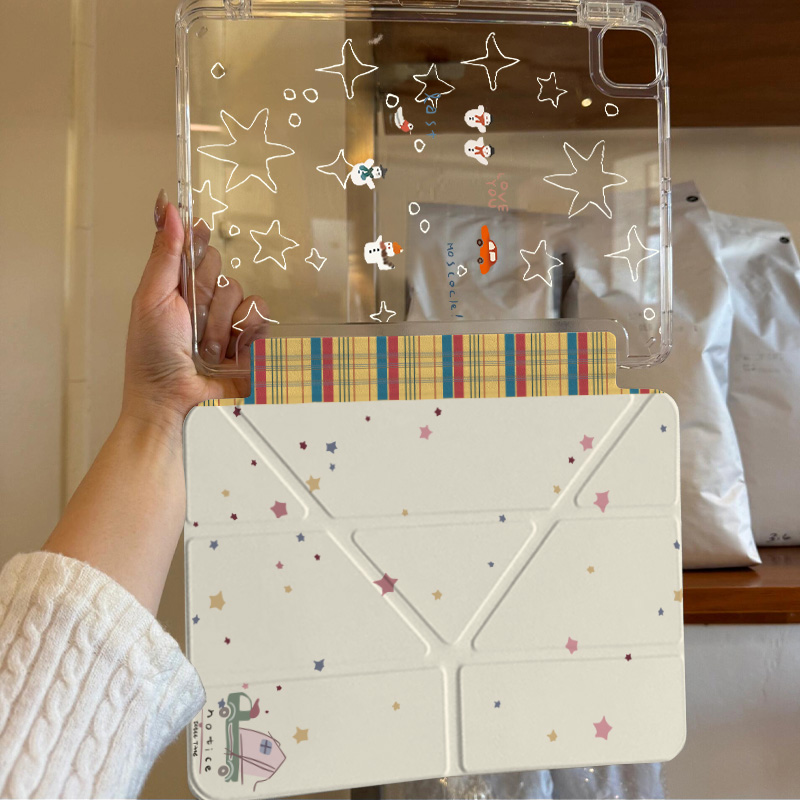 适用iPad11苹果平板保护套亚克力iPad10保护壳air6平板壳防弯亚克力带笔槽三折Y型air3mini67ipadpro11壳