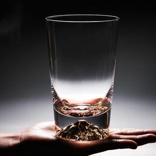 网红水杯ins威士忌杯无铅水晶果汁杯家用情侣杯 日本富士山玻璃杯