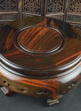 老挝大红酸枝底座红木老料中式复古石头花瓶奇石实木花架交趾黄檀