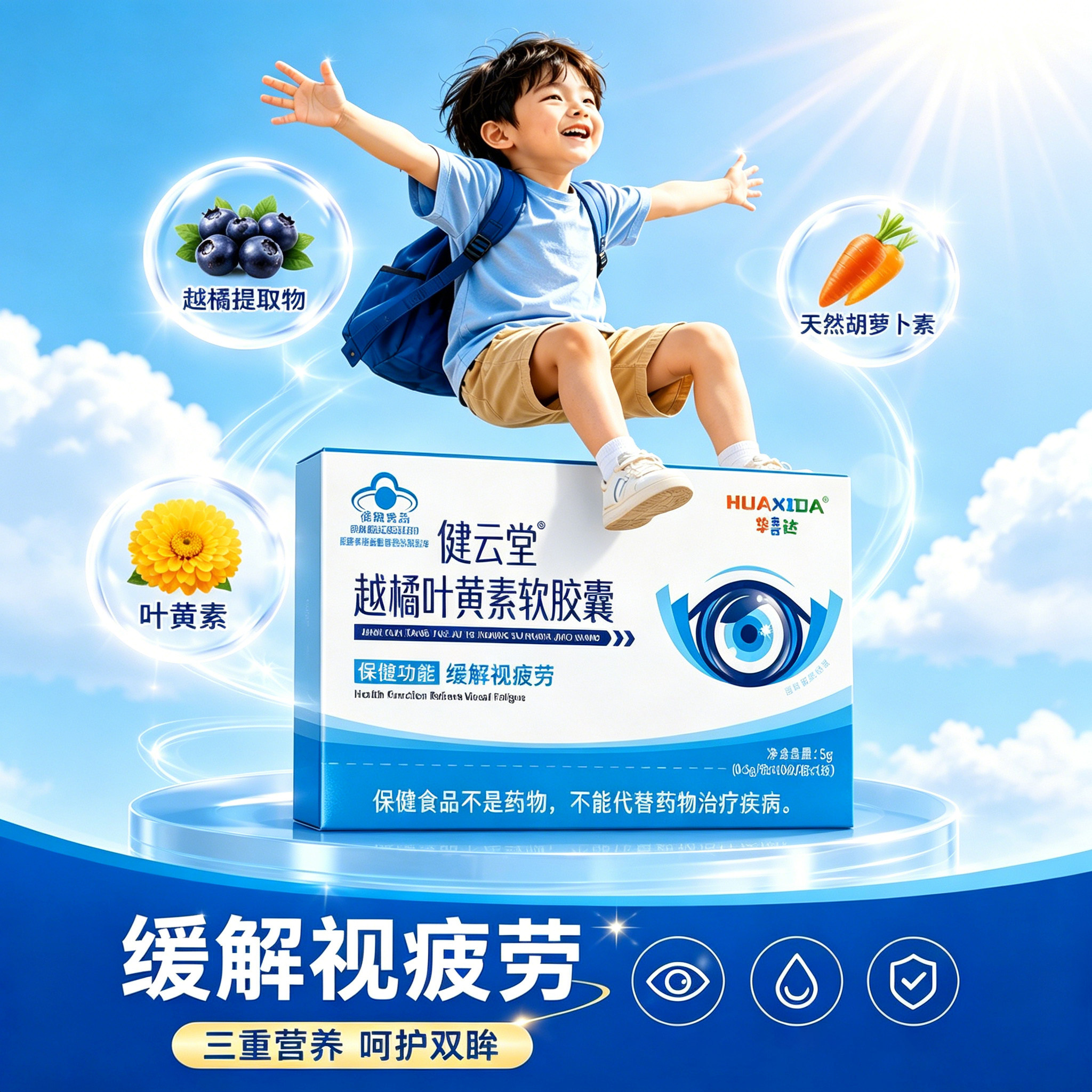 叶黄素儿童专用越橘软胶囊成人护眼缓解视疲劳官方旗舰店胡萝卜素
