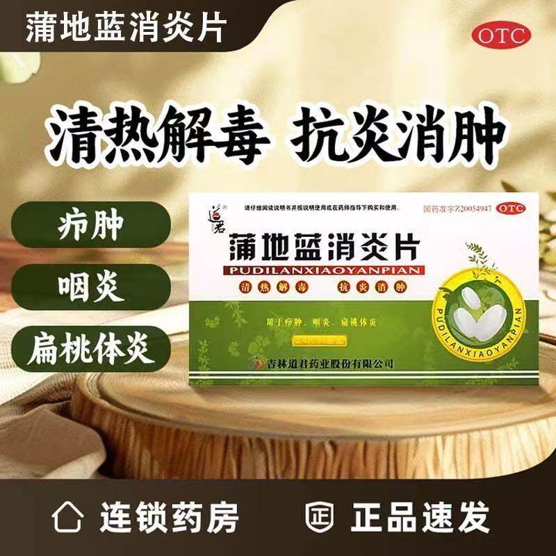 道君蒲地蓝消炎片24片消炎药清热解毒抗炎消肿 喉咙肿痛扁桃体炎