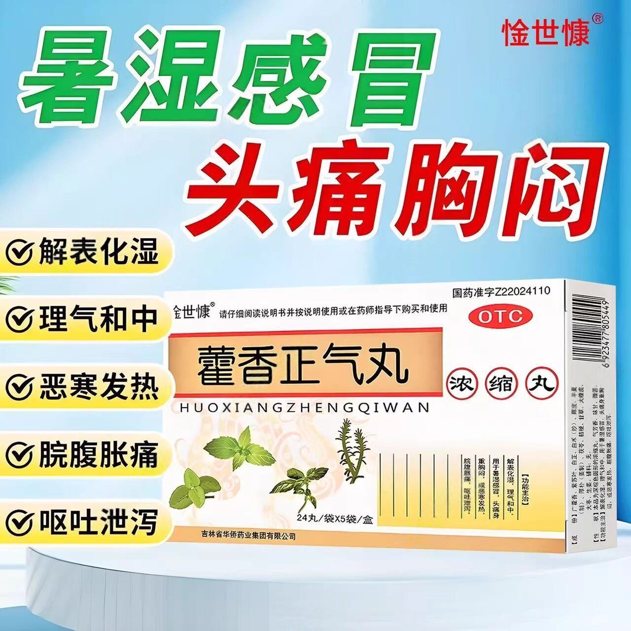 【惍世慷】藿香正气丸(浓缩丸)120丸/盒