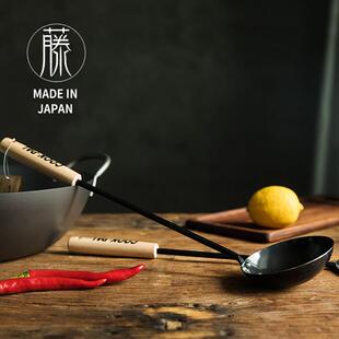 注意防锈 日本进口铁铲锅铲极铁锅炒菜铲子铁勺家用长柄防烫厨具