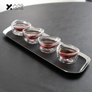 小茶杯个人专用双层玻璃杯子ins风家用隔热水杯男女主人杯 熊与杨