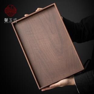 胡桃木托盘家用茶点盘茶奉茶盘茶杯餐厅咖啡收纳盘实木餐盘大 日式