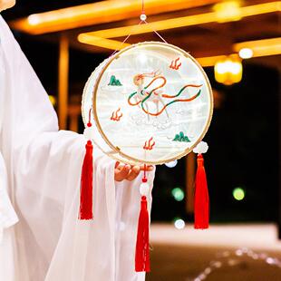 成品古风刺绣玉兔花灯 新年元旦灯笼diy材料春节古风宫灯汉服道具