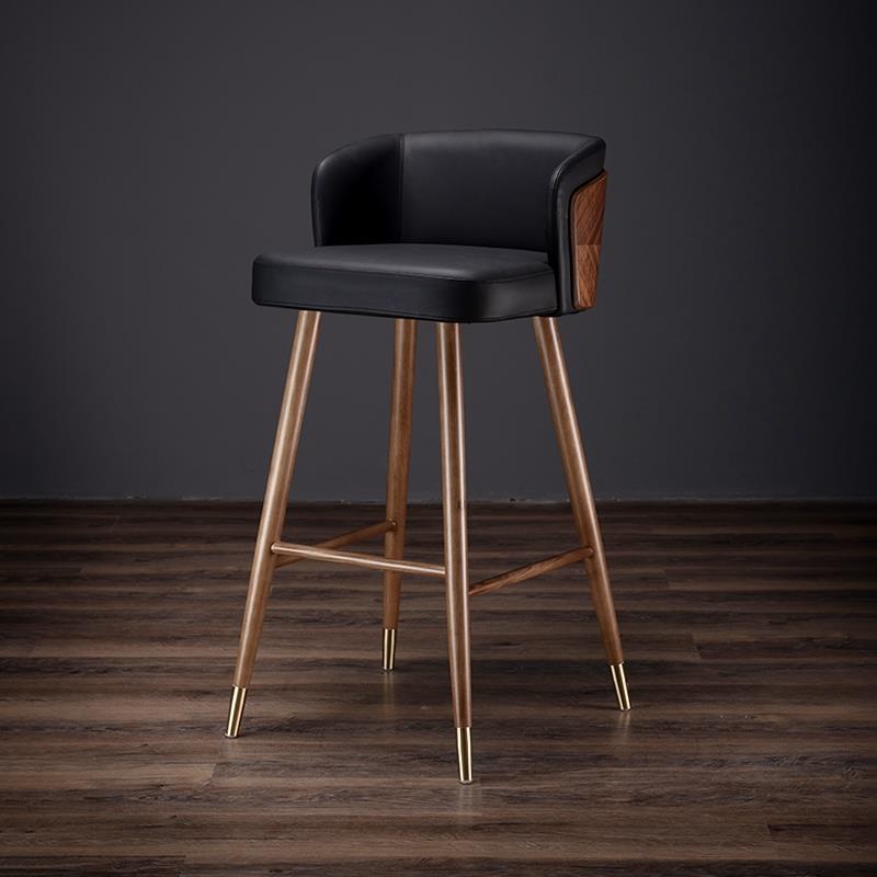 德宜客吧椅北欧家用吧凳吧台椅酒吧现代简约创意实木靠背高脚凳