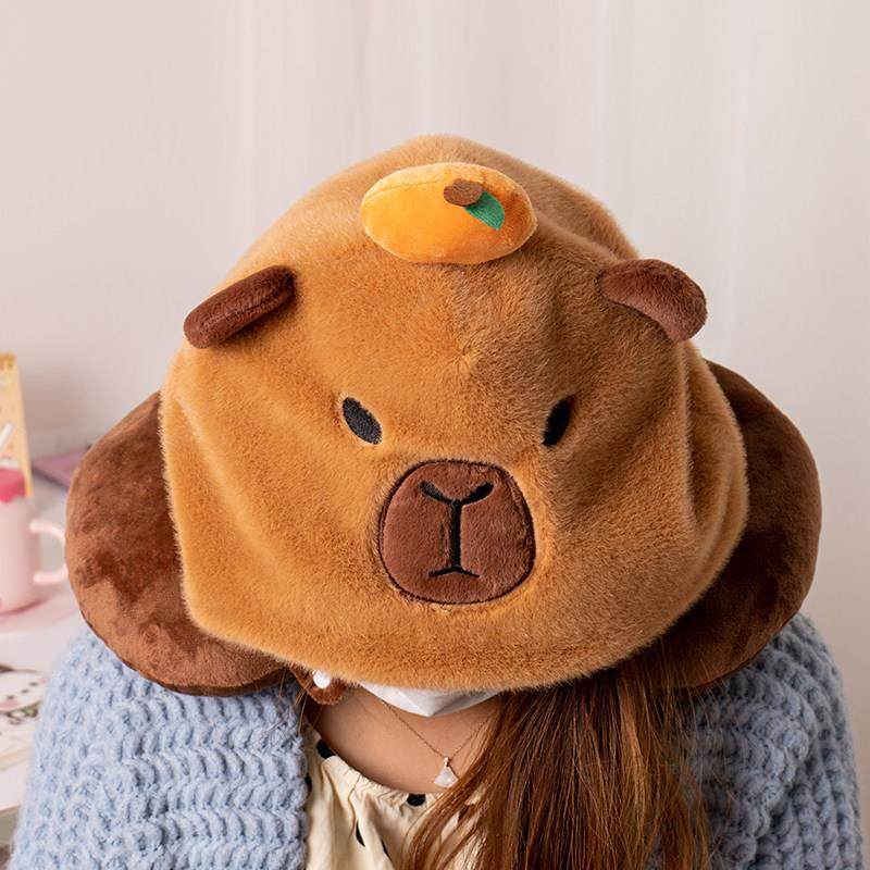 可爱水豚U型连帽枕卡皮巴拉带帽子护颈枕学生办公室午睡趴睡枕头,床上用品,U型枕/便携枕,淘宝优惠券,粉丝福利购,淘宝优惠卷