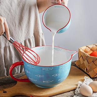 ezicok引流杯陶瓷尖嘴碗搅拌碗家用餐具烘焙碗带手柄打蛋碗拌面