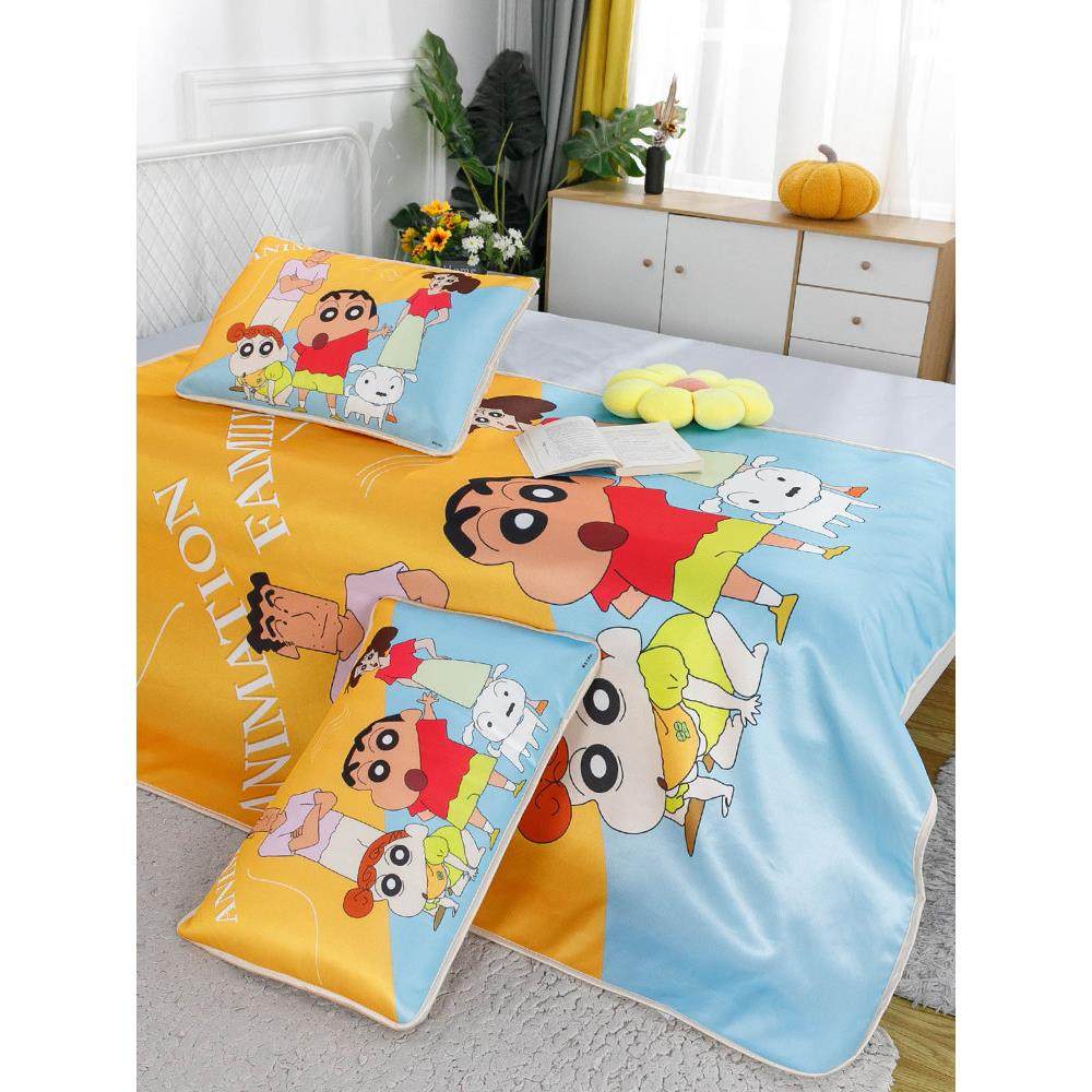 蜡笔小新冰丝席三件套学生宿舍单人凉席夏季可折叠水洗席子0.9m,床上用品,冰丝席,淘宝优惠券,粉丝福利购,淘宝优惠卷