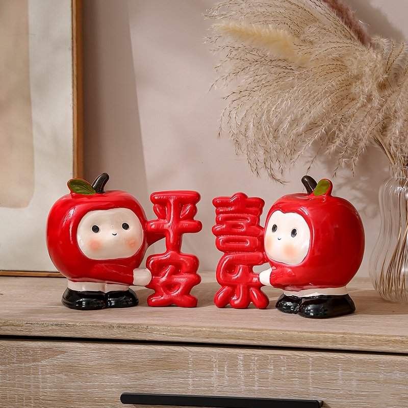 新年玄关平安喜乐苹果摆件客厅电视柜酒柜装饰品乔迁新居新婚礼物,家居饰品,装饰摆件,淘宝优惠券,粉丝福利购,淘宝优惠卷