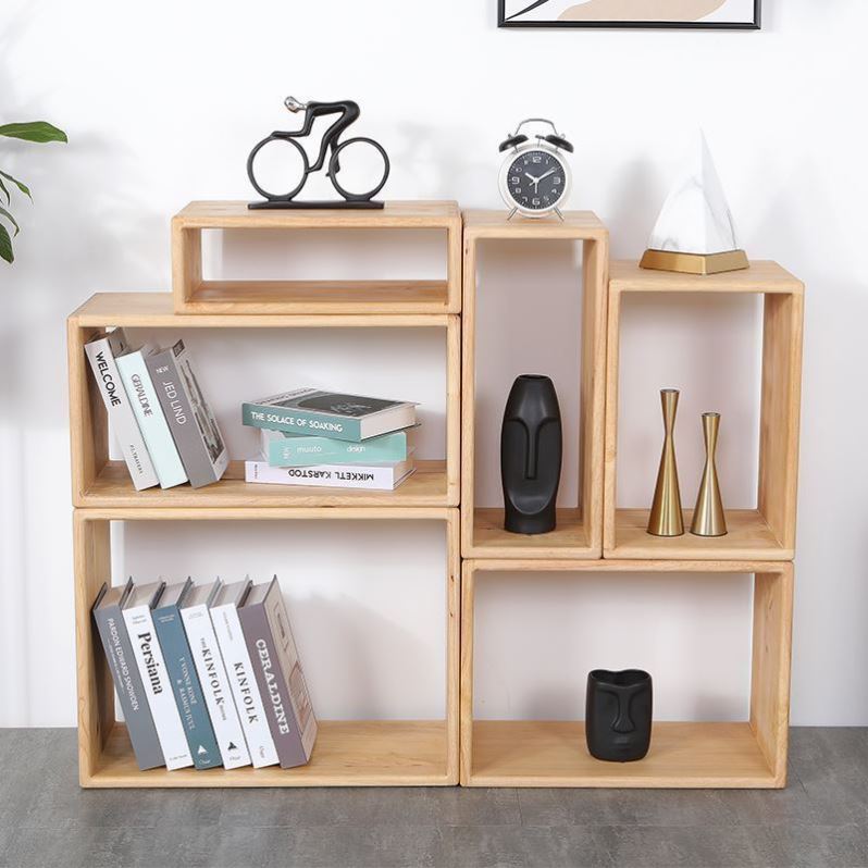 格子柜置物架简易实木书架储物架客厅自由组合儿童书柜落地展示架