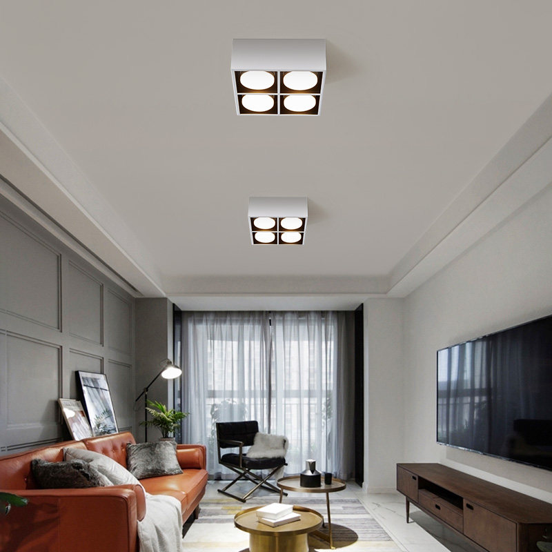 明装筒灯无主灯客厅照明方形盒子过道灯格栅灯斗胆灯卧室吸顶射灯