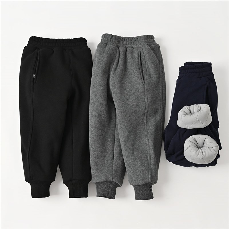 软儿童加厚棉裤 男童女童保暖卫裤 夹丝绵收口长裤子 秋冬款 童装
