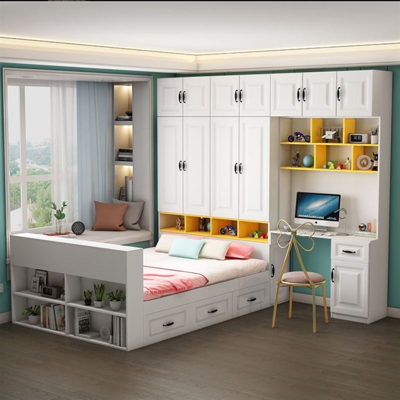 定制榻榻米床衣柜一体小户型多功能儿童床板式床收纳带柜子组合床