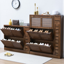实木翻斗鞋柜家用17cm超薄门厅柜门口放鞋大容量省空间窄款收纳柜