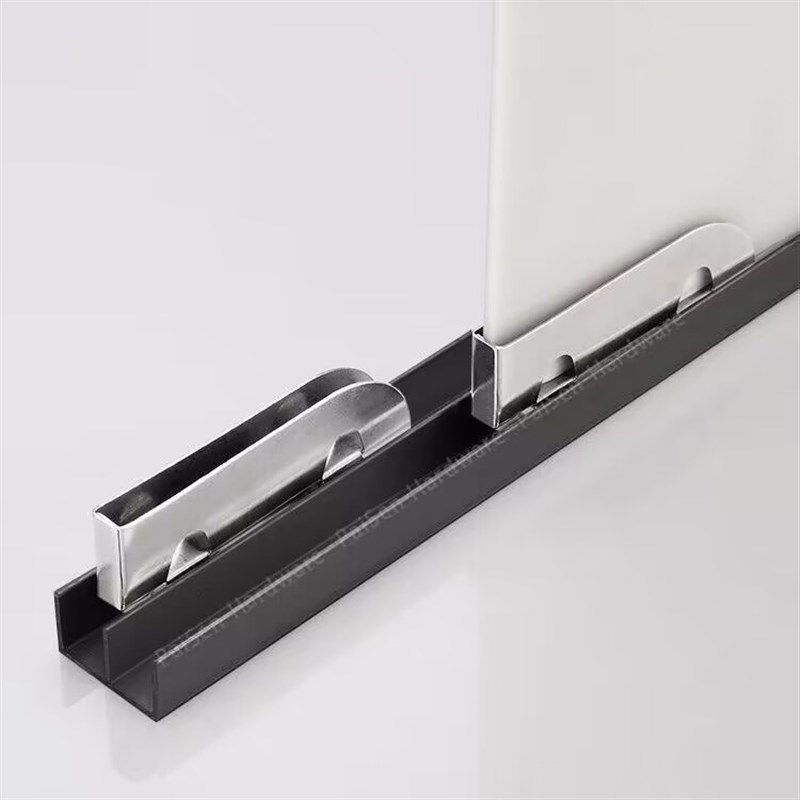 黑色加厚 5mm玻璃轨道山字双槽展示柜橱柜推拉移门铝合金滑道滑轮