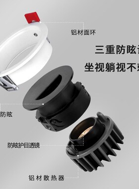 半圆偏光射灯嵌入式led洗墙射灯cob聚光灯防眩目家用照壁画背景墙