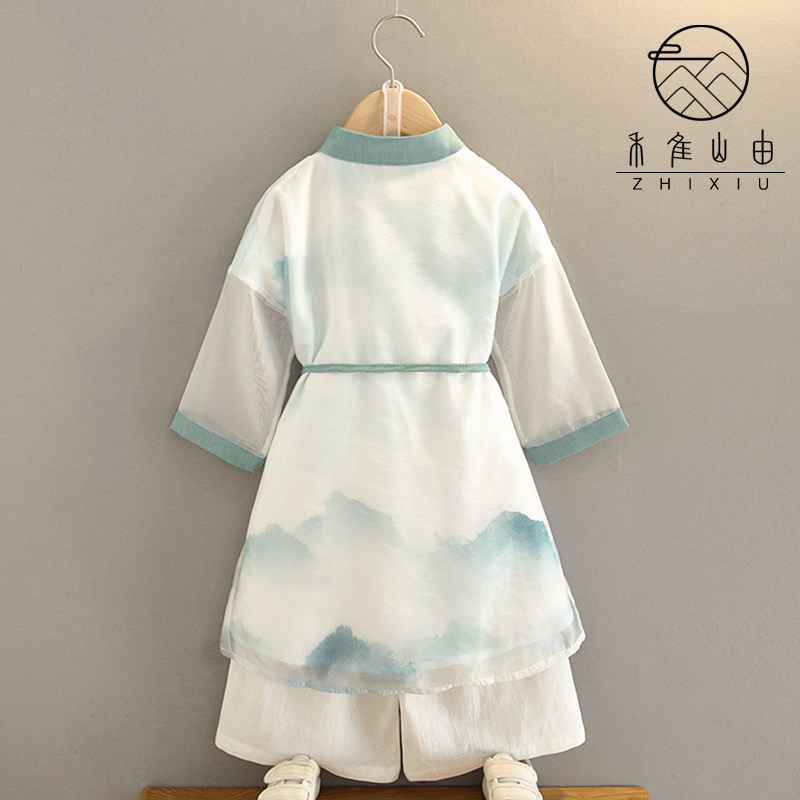 童汉服春秋儿童古装唐装民族水墨中国风书生国学礼仪长袍演出服