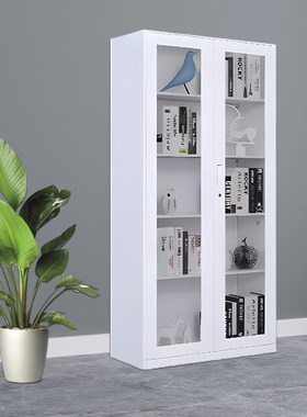 黑色黑色文件柜铁皮柜资料带锁矮柜书柜拆装彩色办公玻璃组合柜子