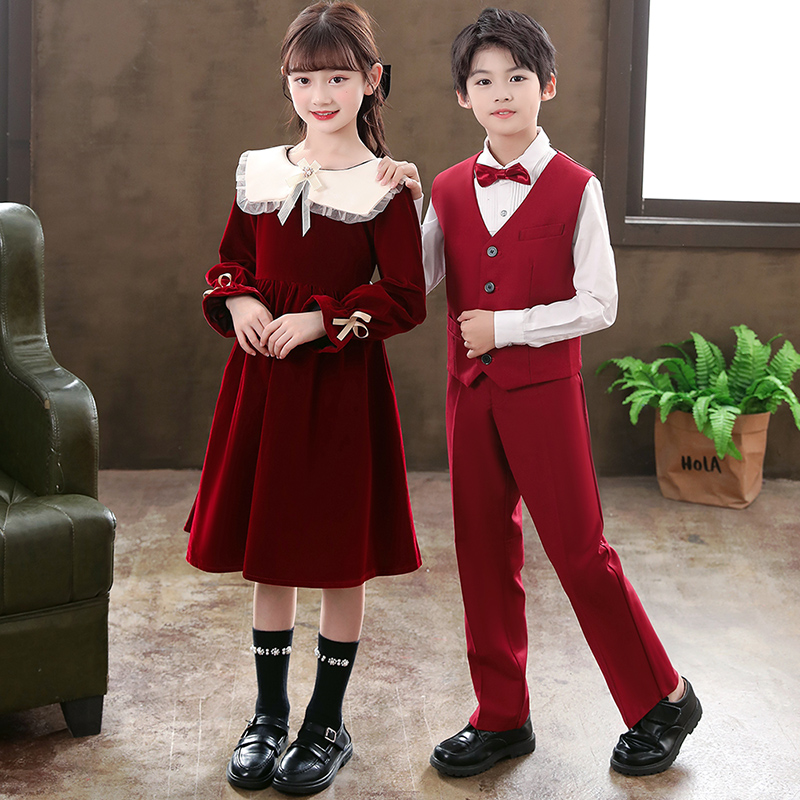 儿童合唱演出服中小学生大合唱团男女童诗歌朗诵礼服元旦表演服装
