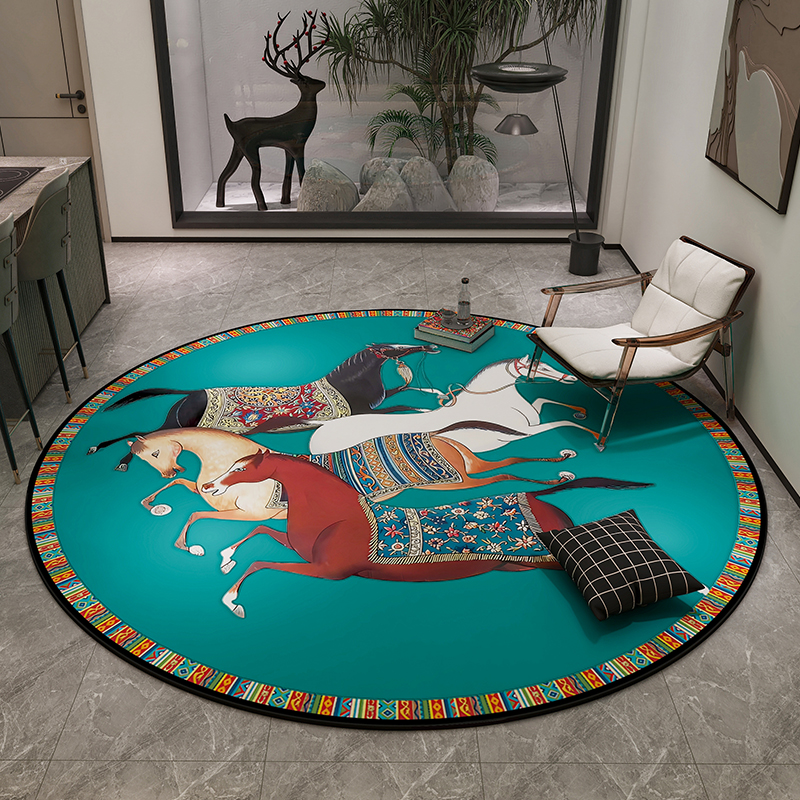 美式圆形地毯客厅沙发茶几脚垫轻奢卧室梳妆台书房椅子床边地垫