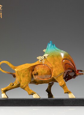 《开山立业》铜金岁月黄铜牛摆件工艺品铜器家居客厅装饰开业礼品