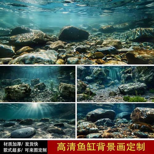 鱼缸背景画纸高清定制溪流缸造景水底水草河流石头流水雷龙自粘