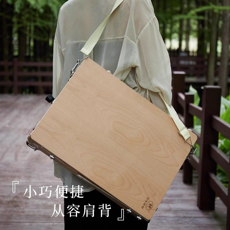丰丰意大利手提铝合金写生油画箱男女轻便便携式支架式三脚画箱多