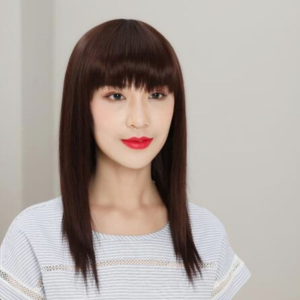 假发女长发长直发女士齐刘海中长发全头套隐形无痕逼真妈妈假头套
