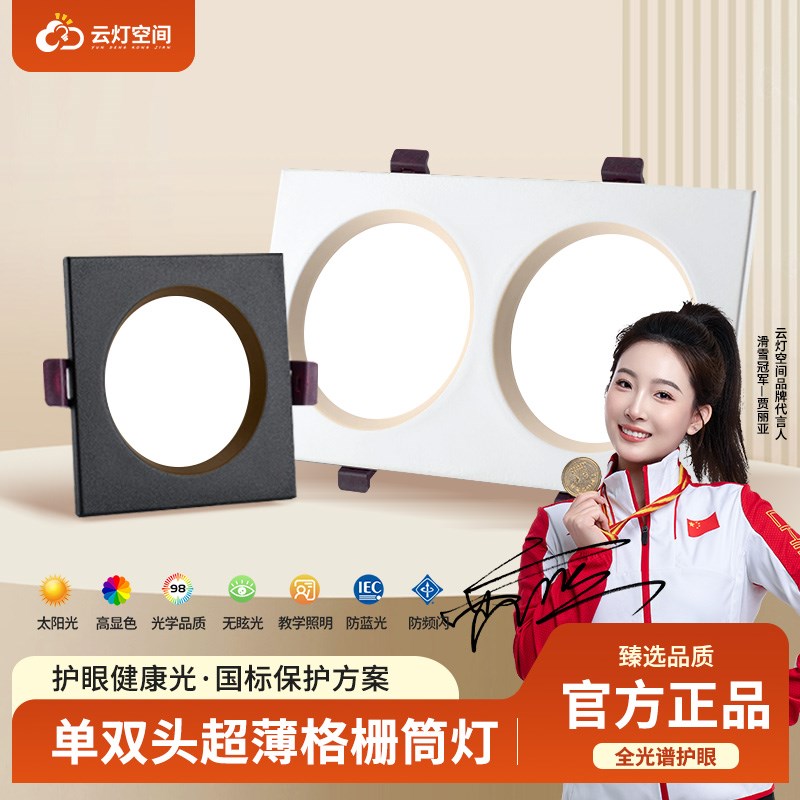 黑色筒灯led嵌入式长方形超薄开孔16*8双孔方形双头射灯20*10cm孔