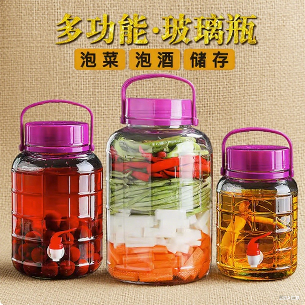 泡酒玻璃瓶带龙头家用带盖酒坛酒缸酵素密封罐酿酒泡酒罐泡菜坛子
