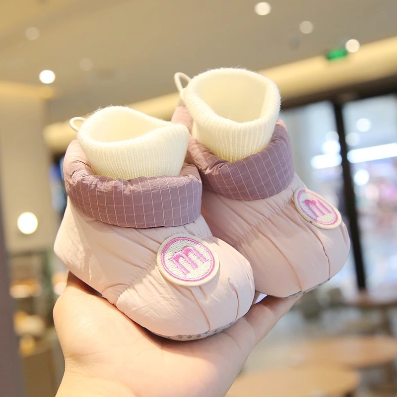 婴儿半岁鞋子棉鞋冬季男女宝宝软底鞋袜加绒加厚保暖鞋防掉学步鞋