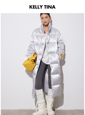 KELLY TINA  恒温舱科技感被子羽绒服女冬季长款银色保暖时尚鹅绒