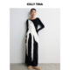 KELLY TINA暗夜流光流苏裙优雅设计感小众不对称高级感气质连衣裙