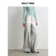 阔腿裤 KELLY 2025新款 高级感秋冬长裤 TINA 冬日魅力银色拼接皮裤