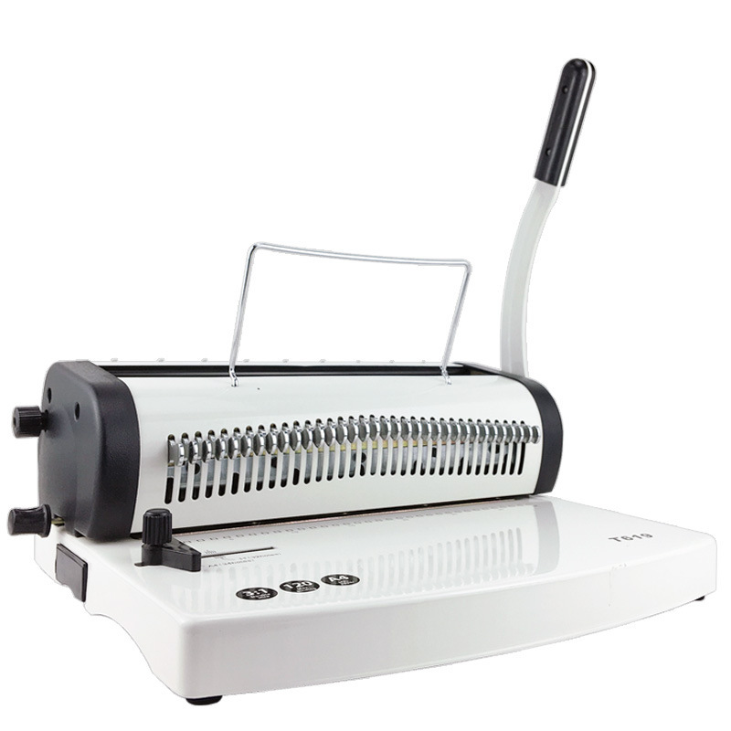 T619铁圈装订机 双线圈装订机全抽刀34孔方孔打孔 台历铁圈机厂家