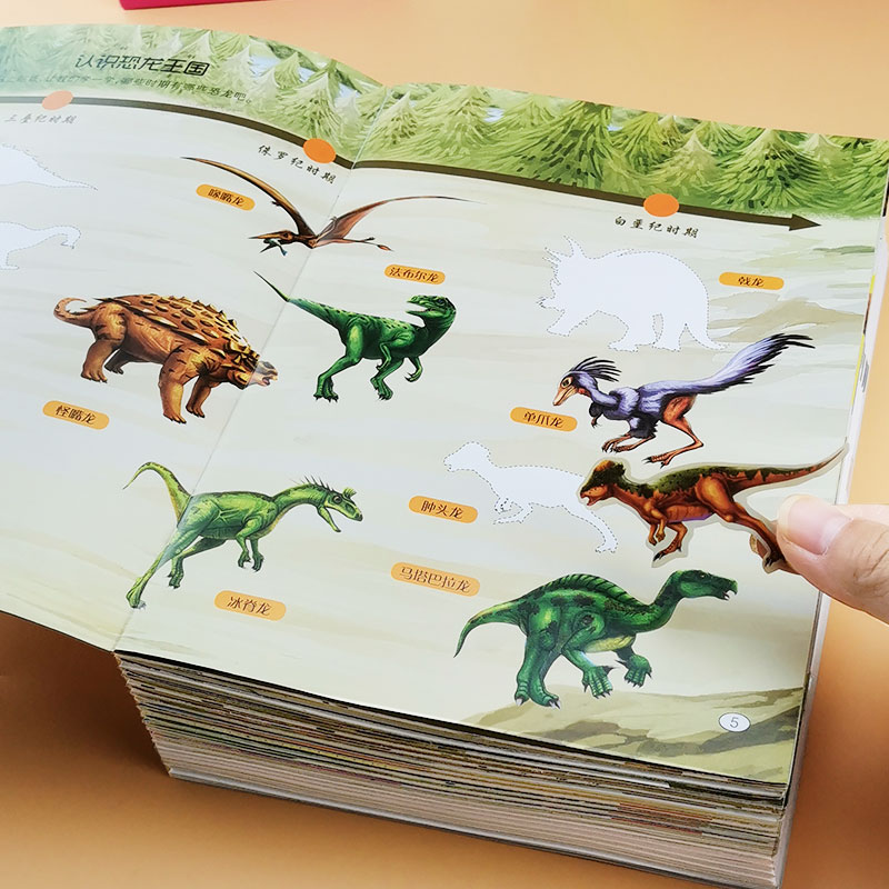 恐龙贴纸书3-4-5-6-7岁粘贴纸宝宝男孩专注力卡通益智玩具贴贴画