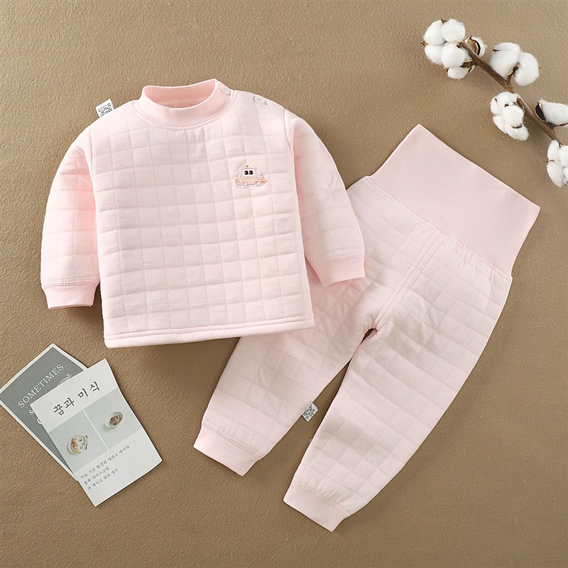 婴儿保暖套装儿童内衣冬季加厚 宝宝夹棉衣服秋装男女童睡衣冬装