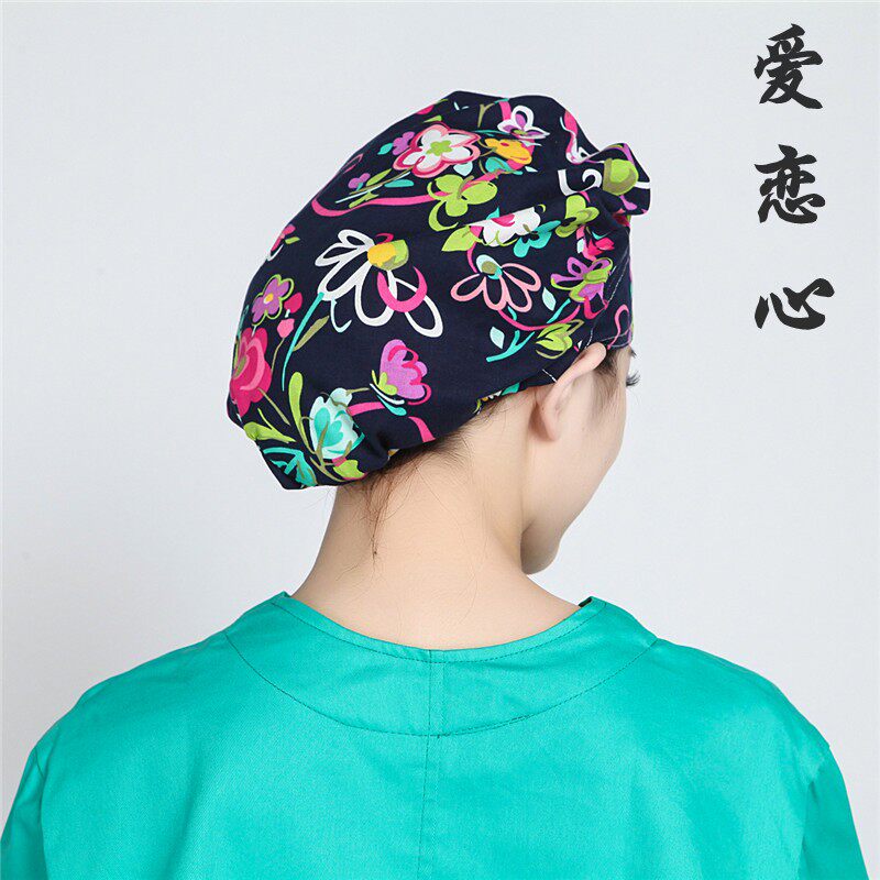 手术帽印花欧美手术室女医生护士蓬蓬帽花色化疗厨房防油烟帽