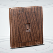 汉顿拨杆开关木纹色一位电脑网络插座网线单网口面板胡桃木色86型