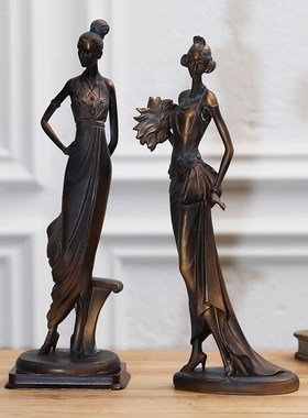 夫人树脂人物家居柜子书房仿铜效果收藏艺术品摆放