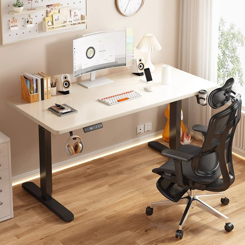 实木智能电动升降桌电脑桌家用办公桌书桌可升降桌学习桌子工作台