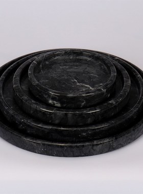 家居饰品装饰品果盘大理石圆盘云雾白海浪大理石圆盘