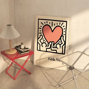 凯斯哈林 街头涂鸦风格趣味装饰画波普艺术海报挂画